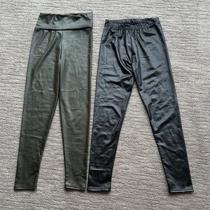 Women's Black and Olive Metallic Leggings- both included